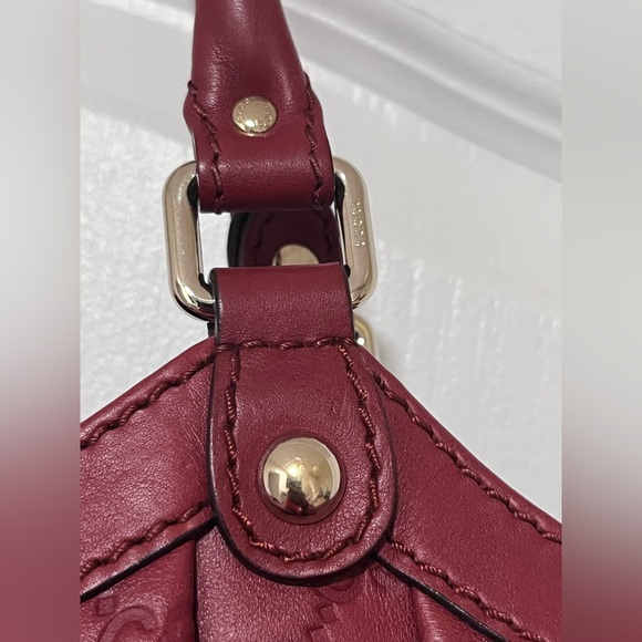 GUCCI Red Wine Burgundy Guccissima Large Sukey Leather Tote Hobo Shoulder Bag - Picture 4 of 12